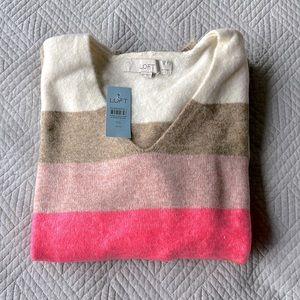 NWT Colorblock LOFT V-neck Sweater (Petite)